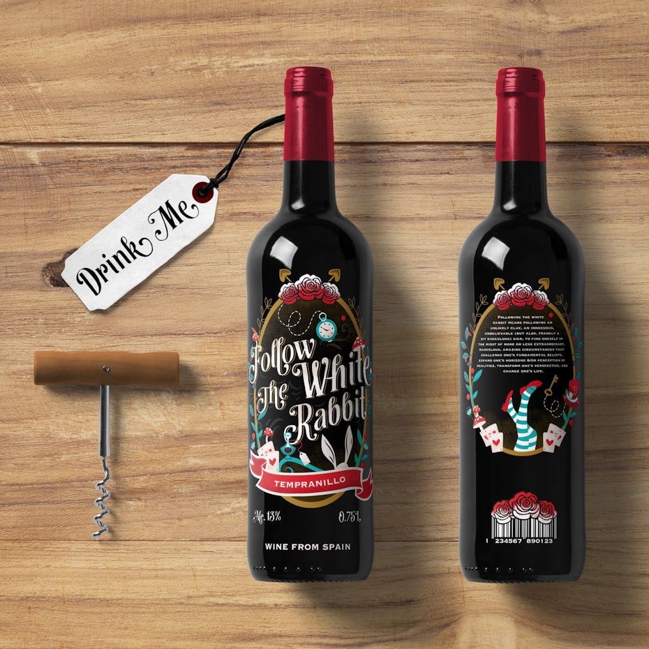 Etiquette de vin Follow The White Rabbit