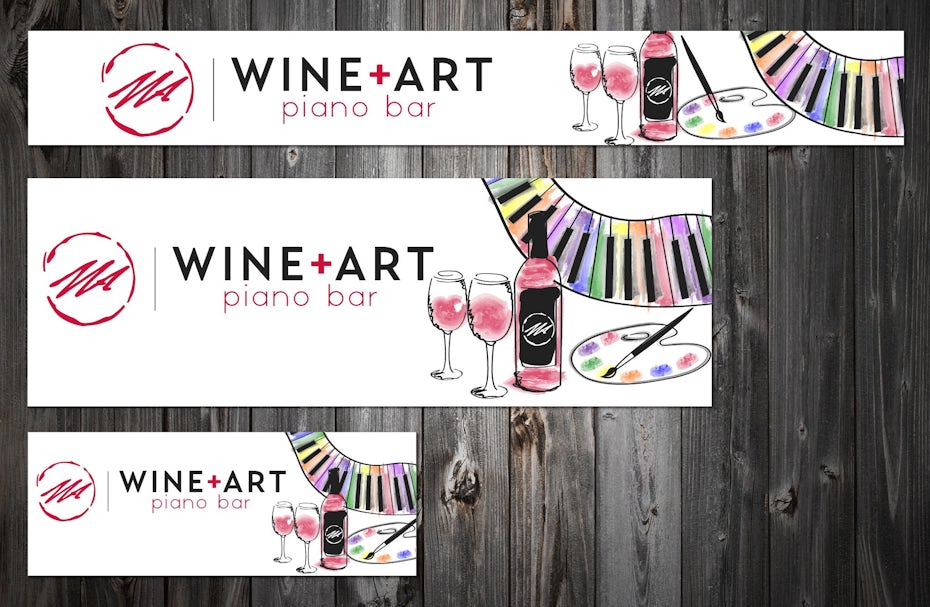 minimalistic banner ads for wine bar