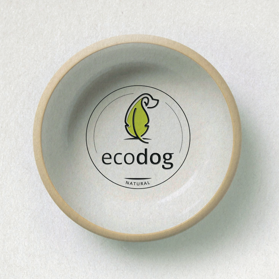 creative logos example: logo with dog in form of leaf