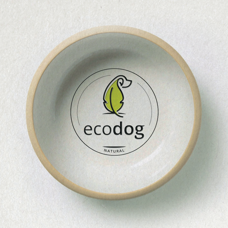 creative logos example: logo with dog in form of leaf