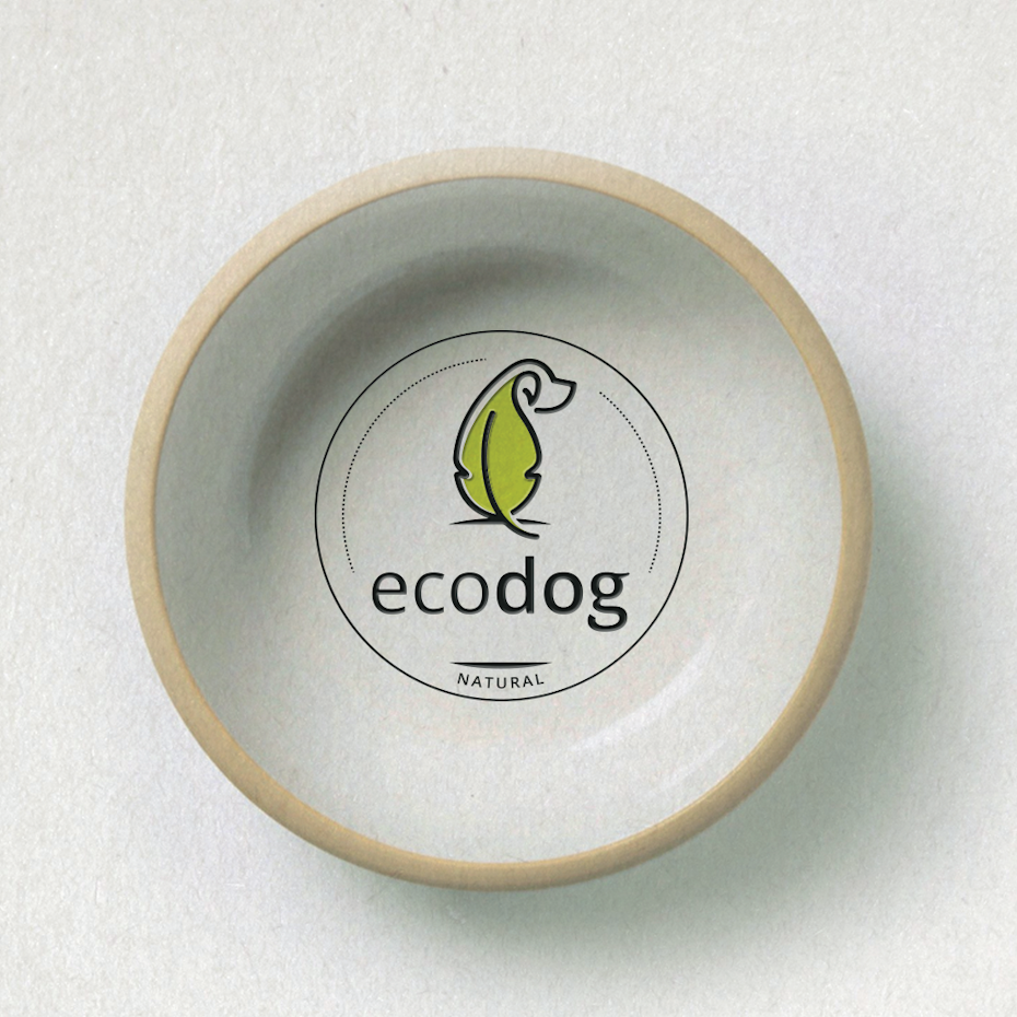 creative logos example: logo with dog in form of leaf