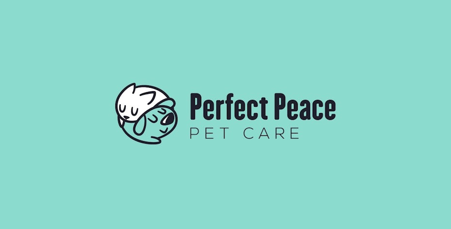 与狗和猫和平依猫的创意徽标设计