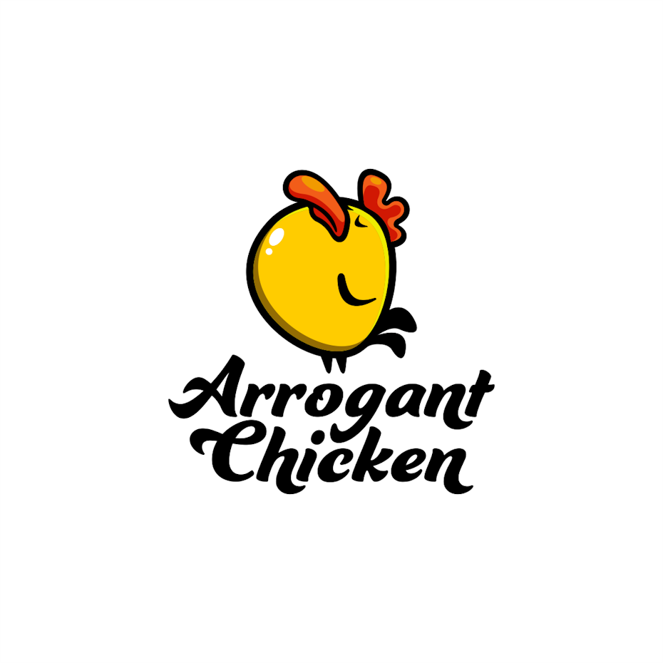 创意徽标示例：傲慢的鸡肉卡通徽标