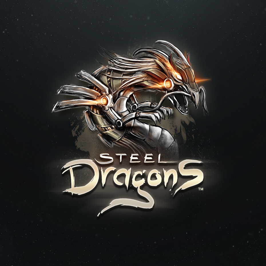 best logos example: elaborate steel dragon logo