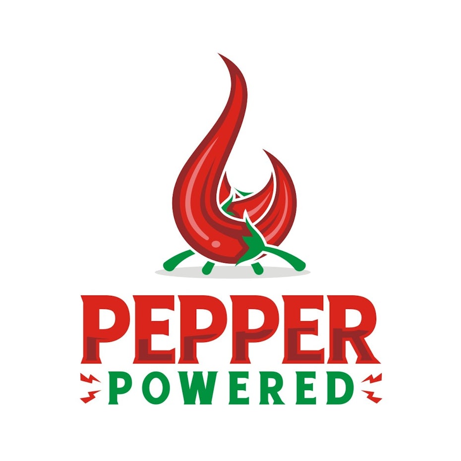 Komplementärfarben der farbenlehre: rot grünes Logo-Design mit pepperoni