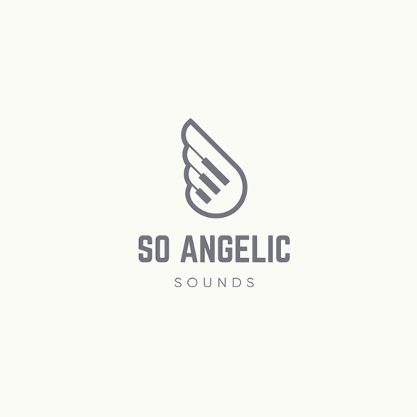 creative logo design of angel wing with piano keys