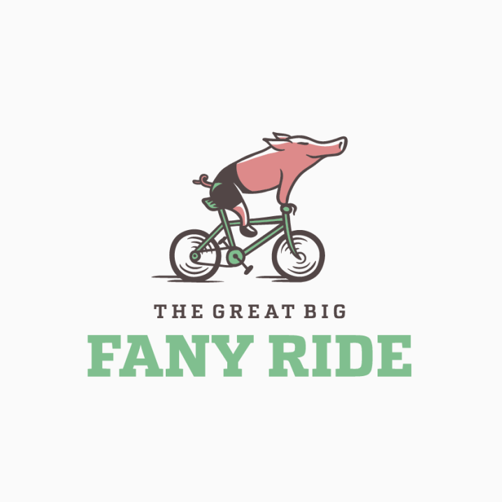 best logos example with happy pig riding bike