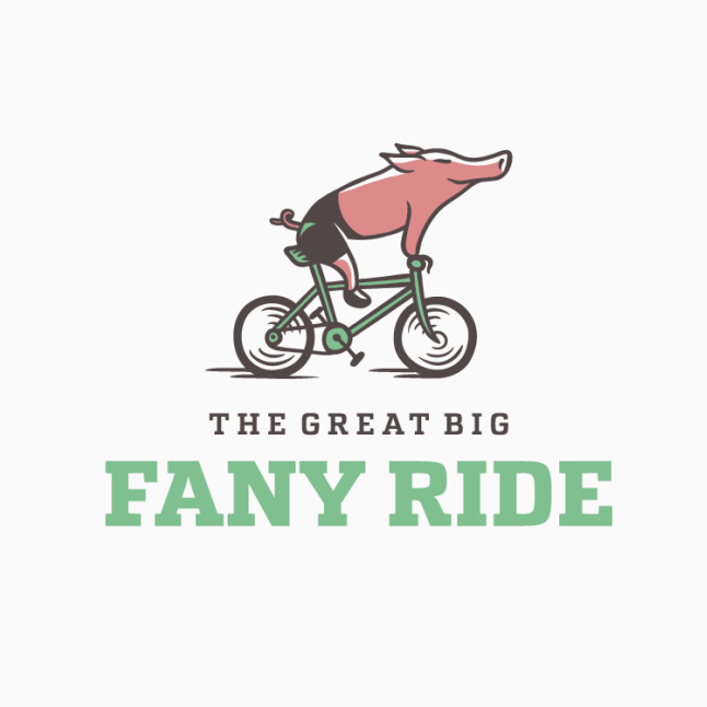 best logos example with happy pig riding bike