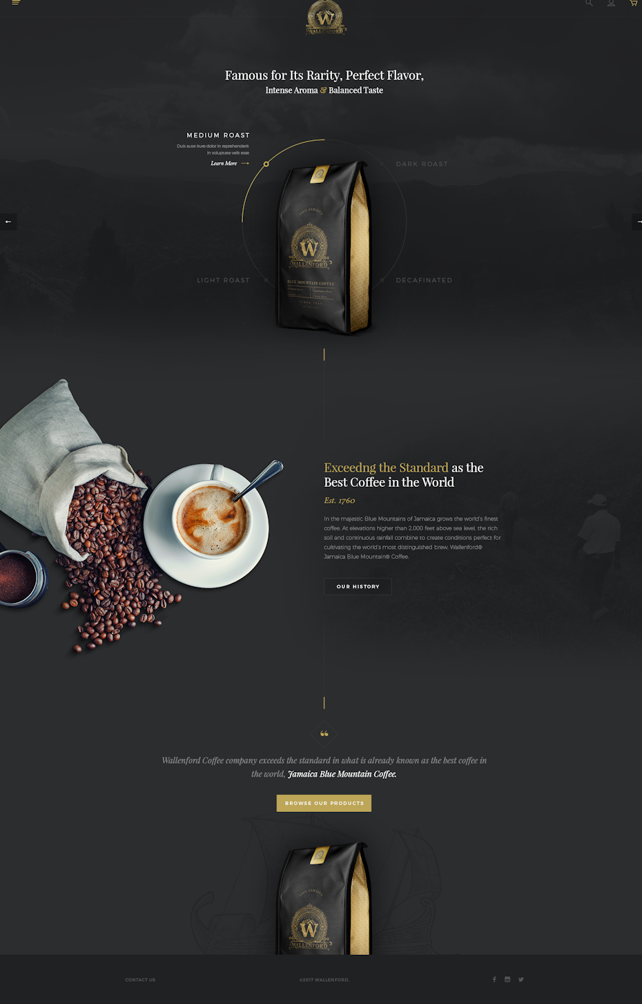 dark coffee landing page design