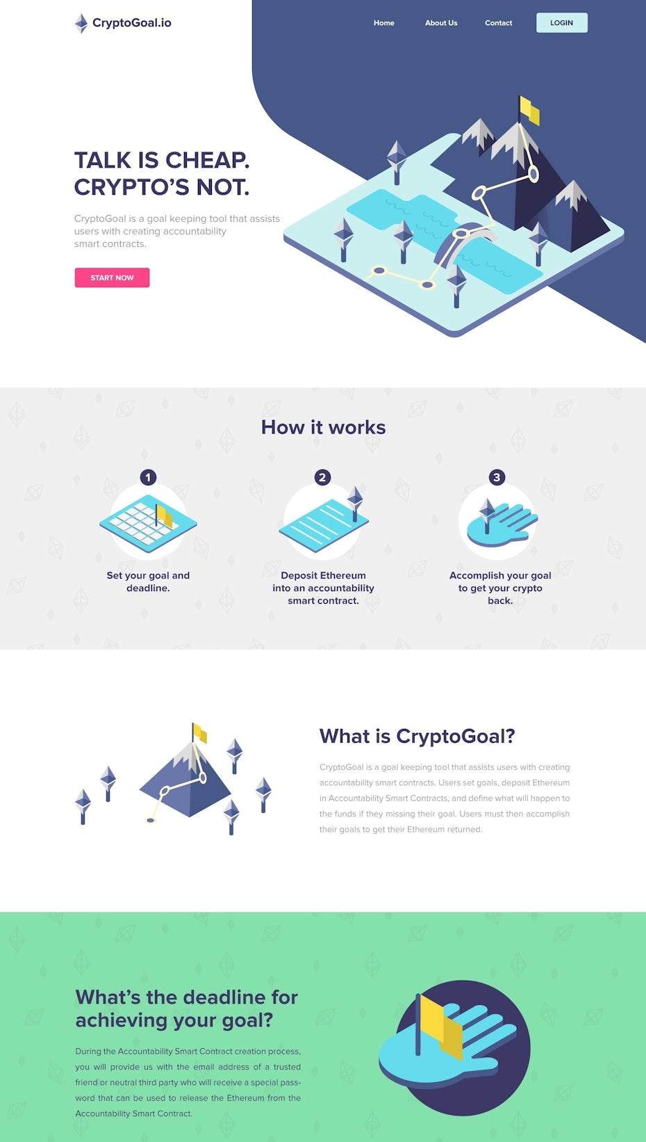 isometric landing page design