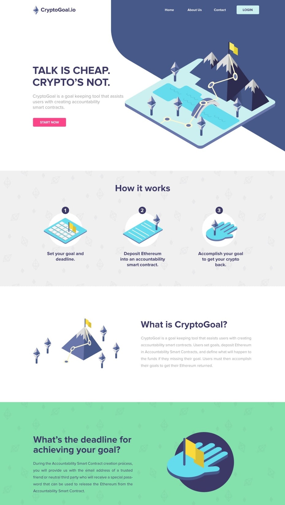 isometric landing page design