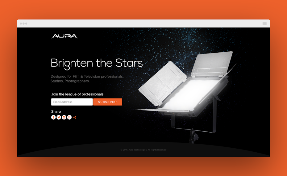 dark landing page design