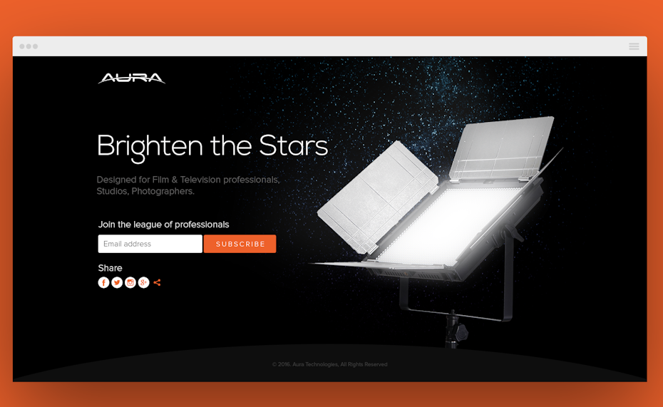 dark landing page design