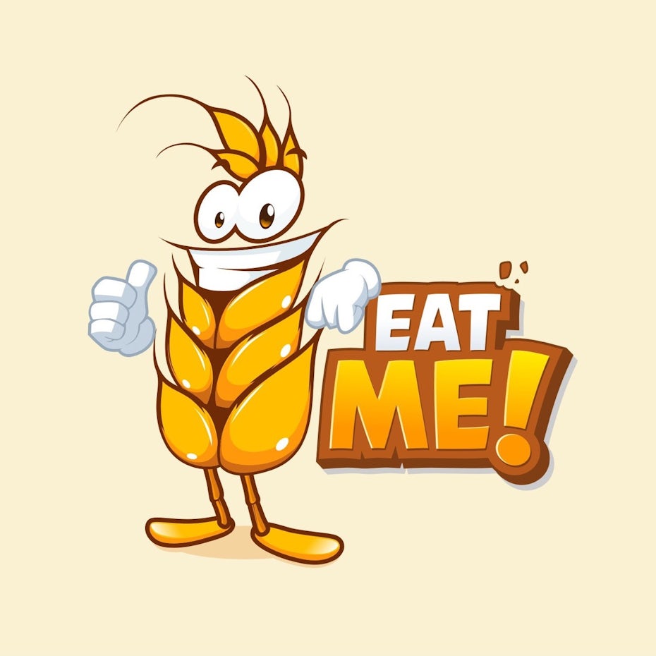 top logos example: cartoon grain mascot