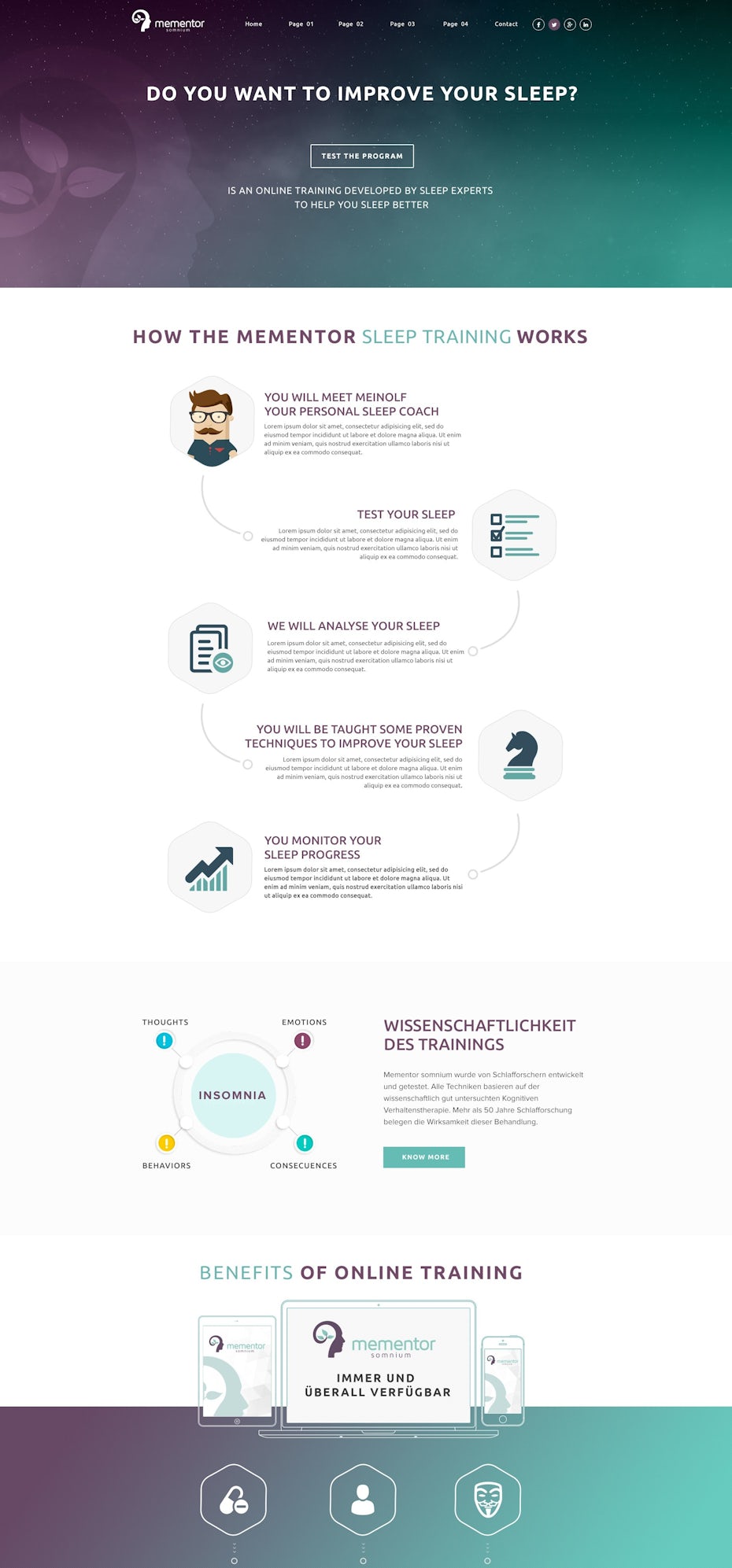green, gray and purple gradient landing page design