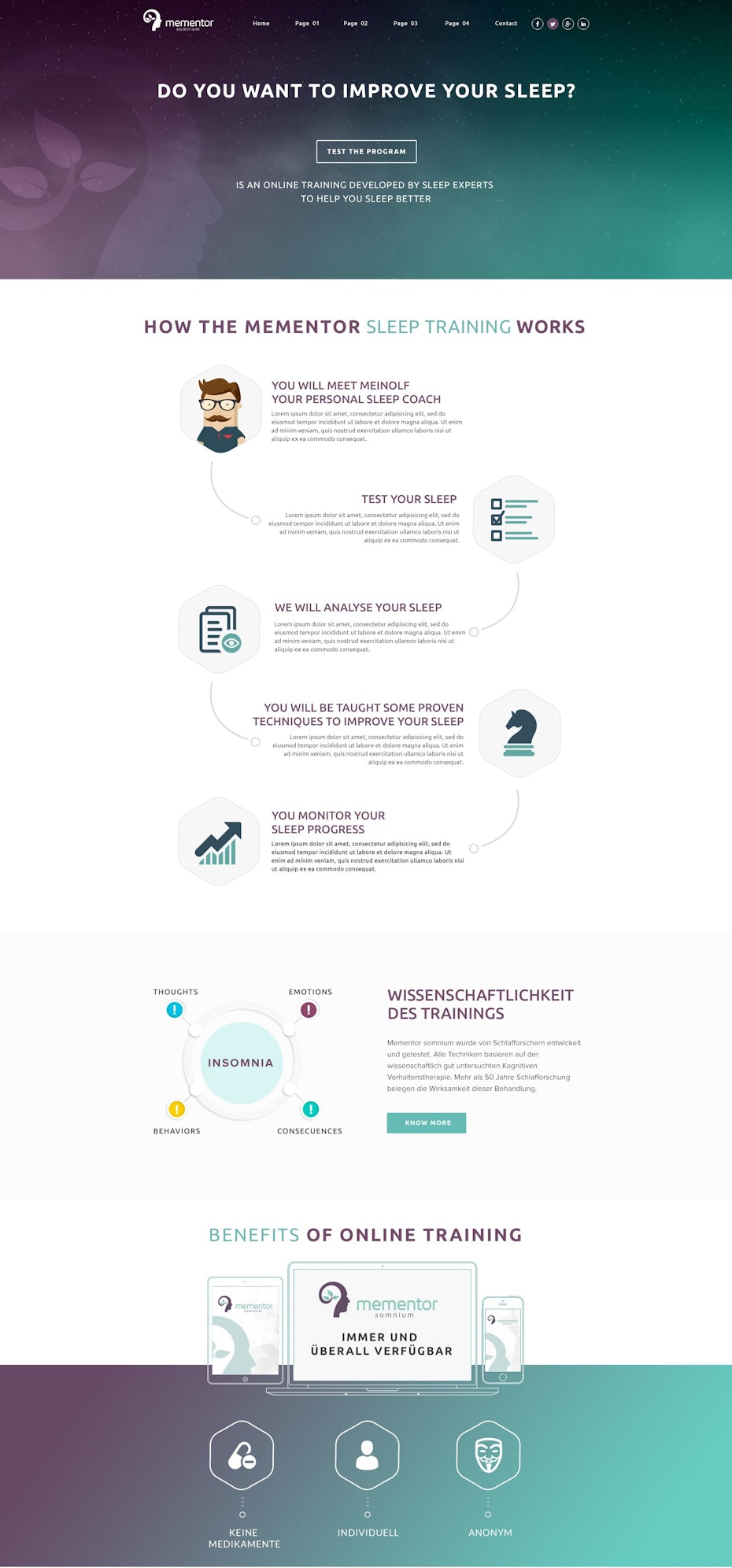 green, gray and purple gradient landing page design