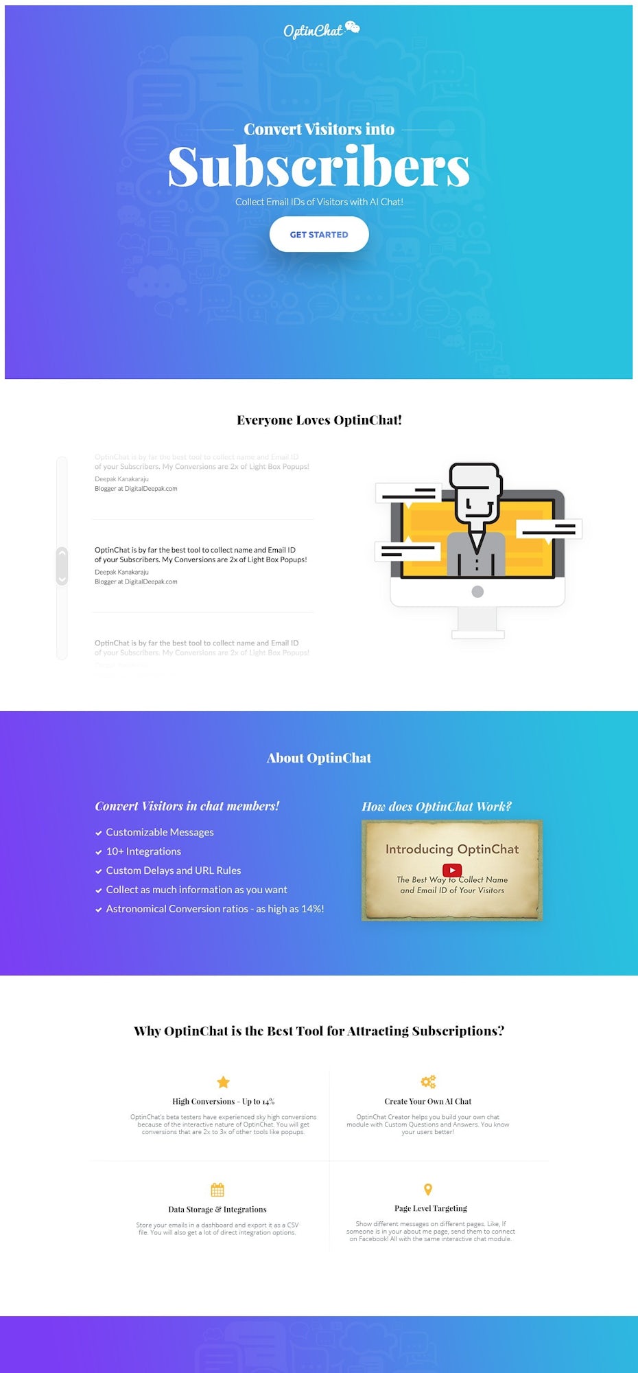 blue and purple gradient landing page design