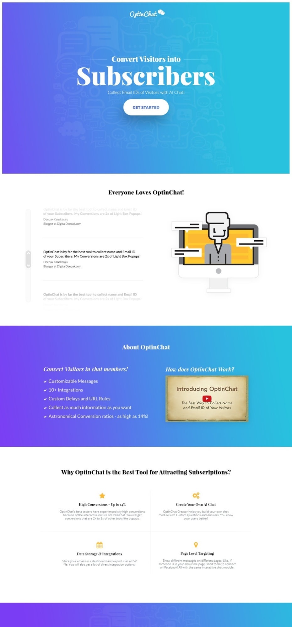 blue and purple gradient landing page design