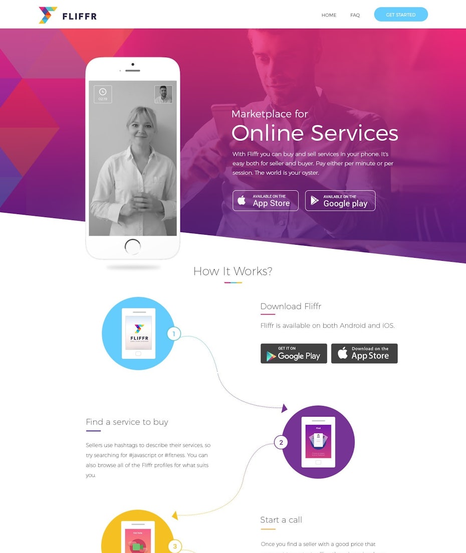pink and purple gradient landing page design