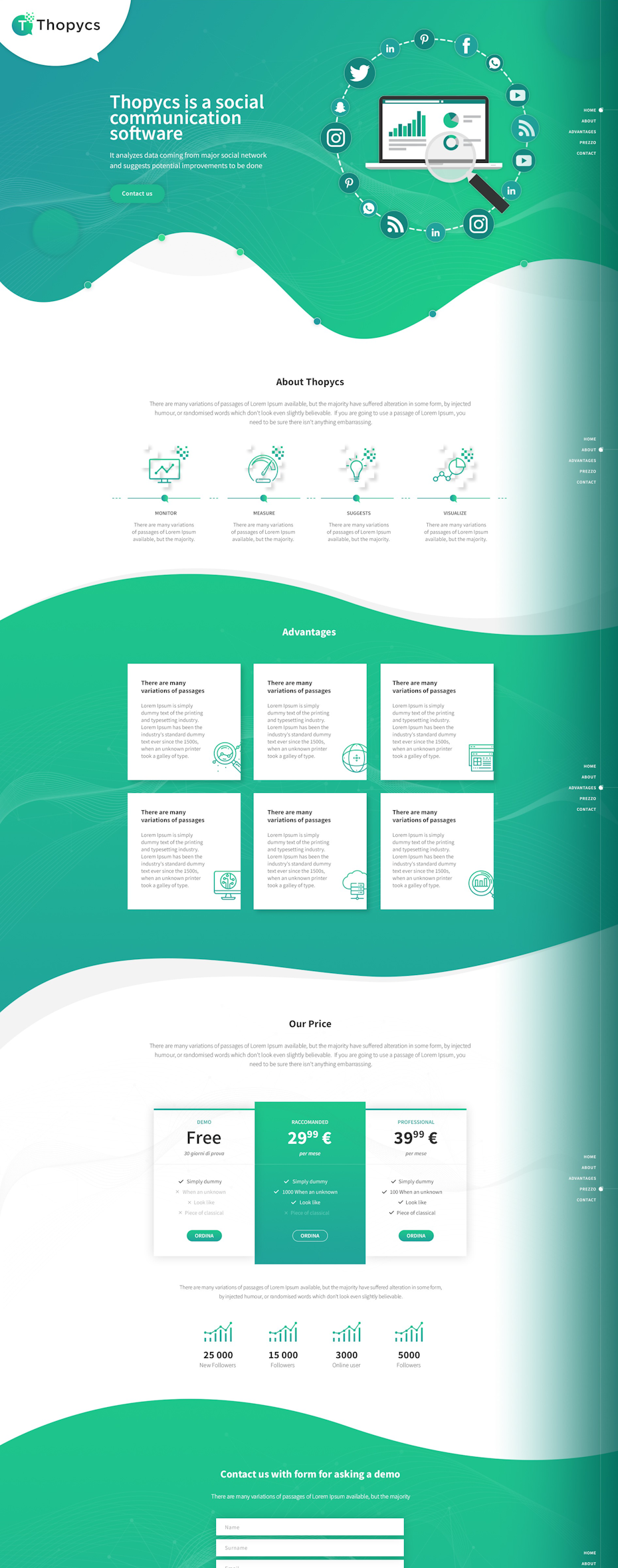 green gradient landing page design