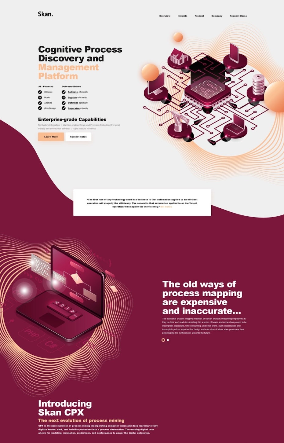 isometric landing page design