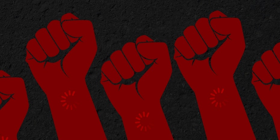 raised fists loading
