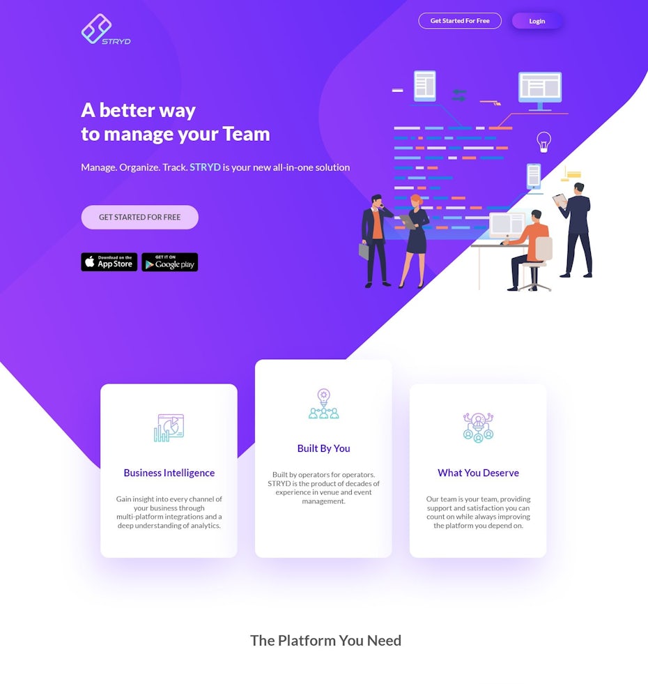 neon landing page design