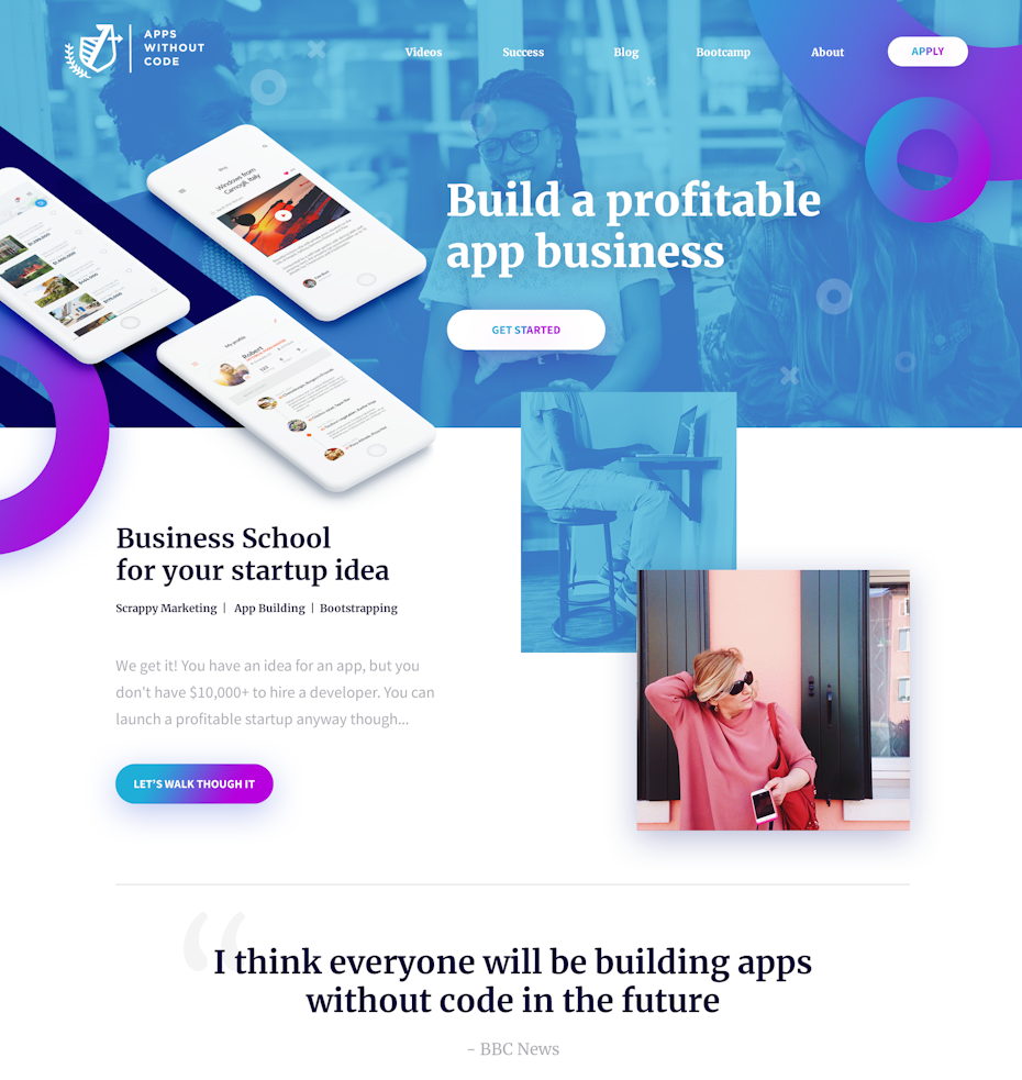 neon landing page design
