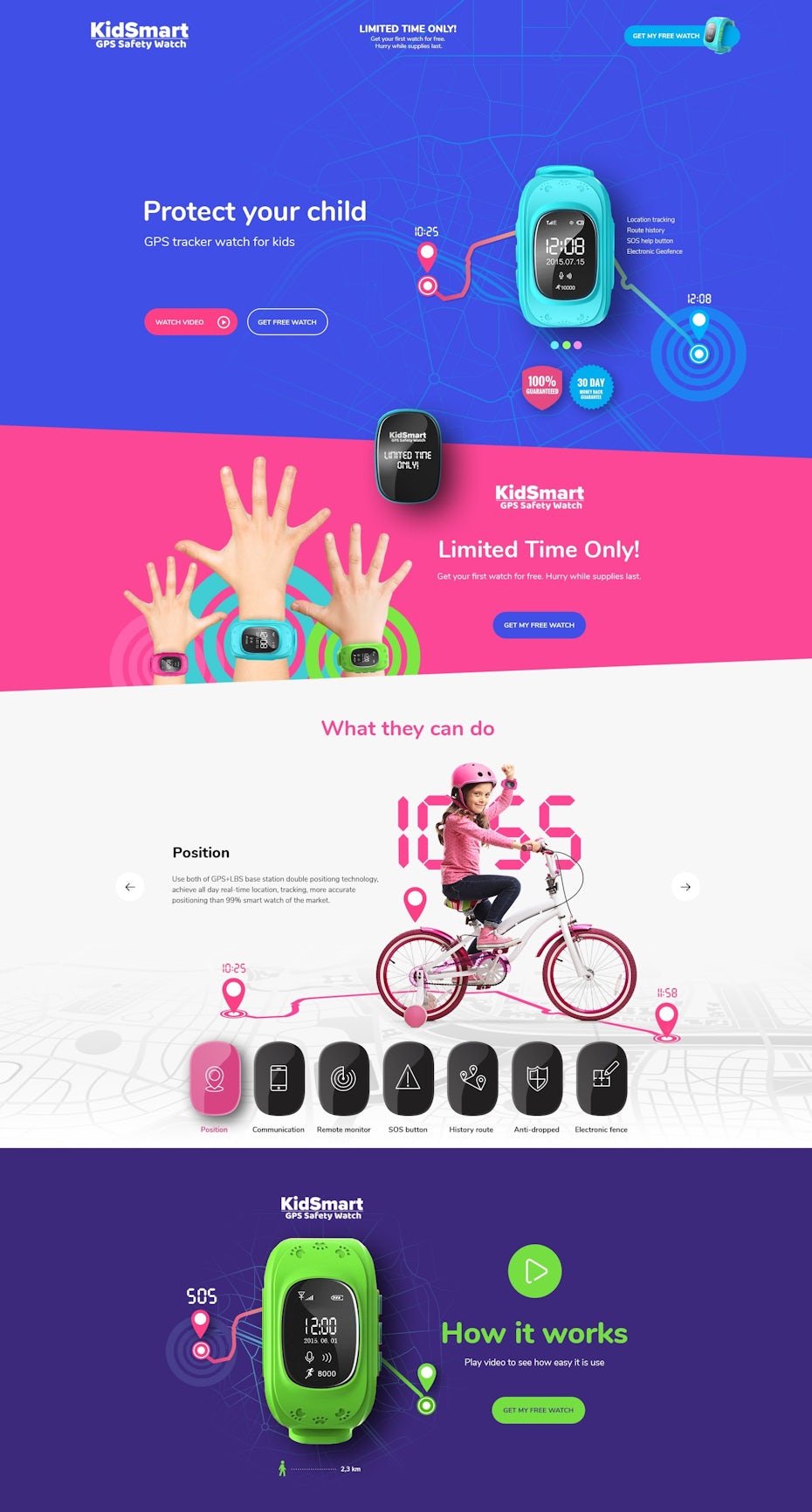neon landing page design