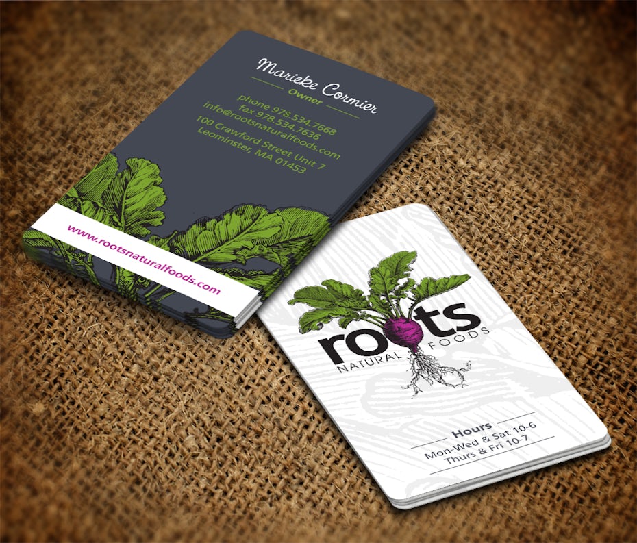 visitenkarten design für bio-gemüse