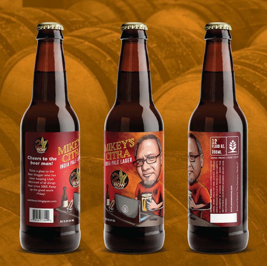 Quirky photo-based beer label design