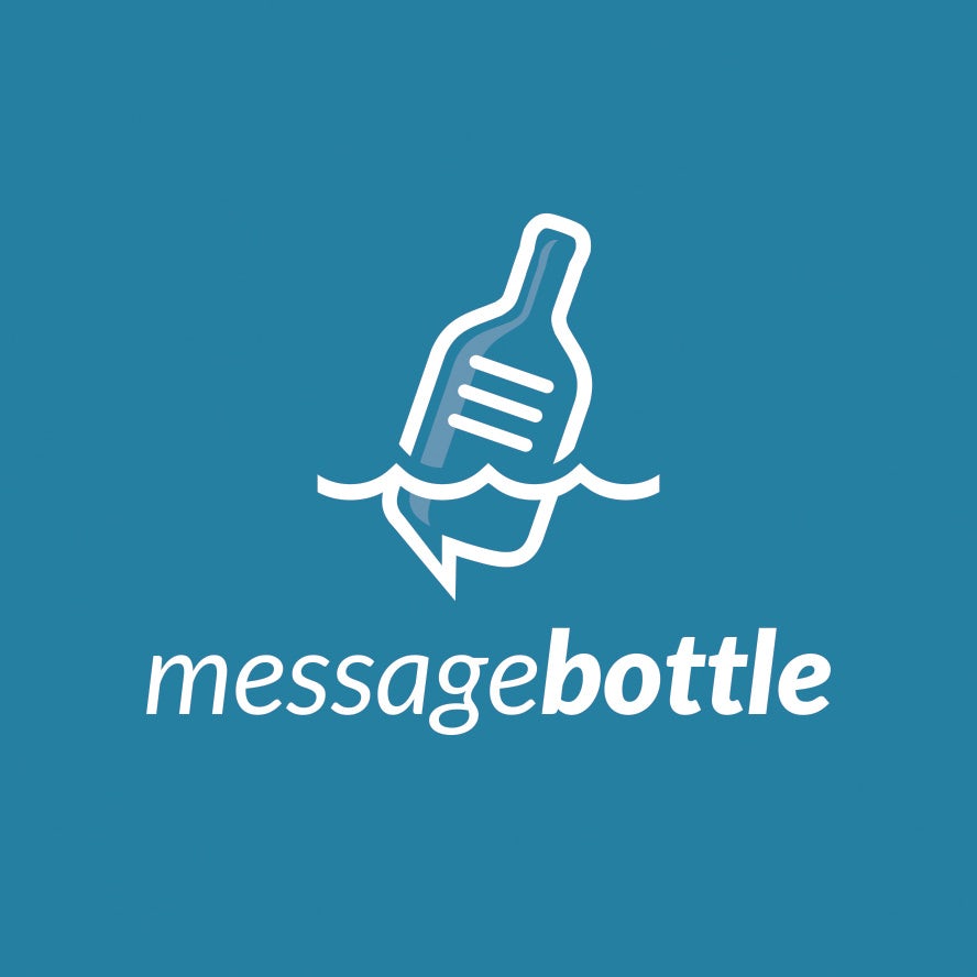 Diseño de logotipo de tecnología de botella de mensaje