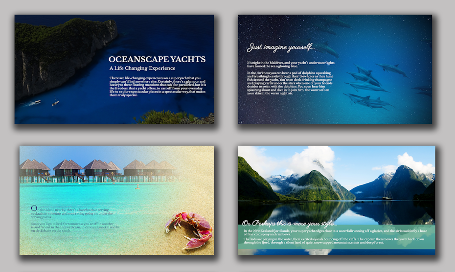 BLUE GREEN POWERPOINT PRESENTATION FOR YACHT VACATIONS