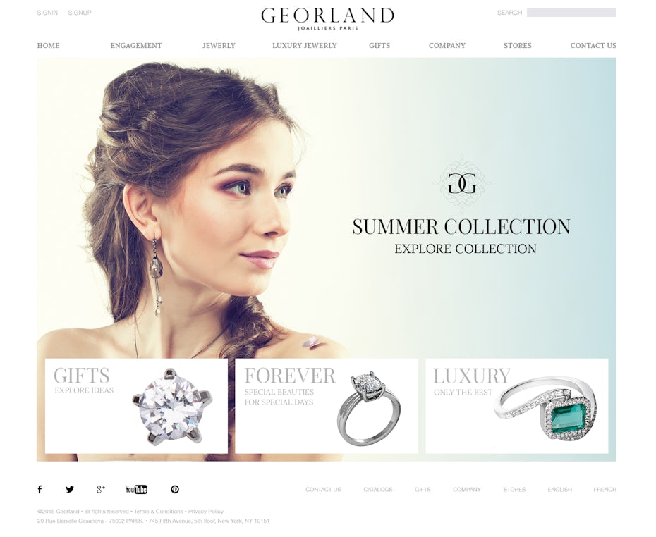 Jewelry designer website