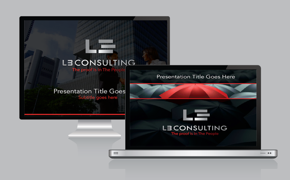 CORPORATE POWERPOINT PRESENTATION BLACK BACKGROUND, RED ACCENTS