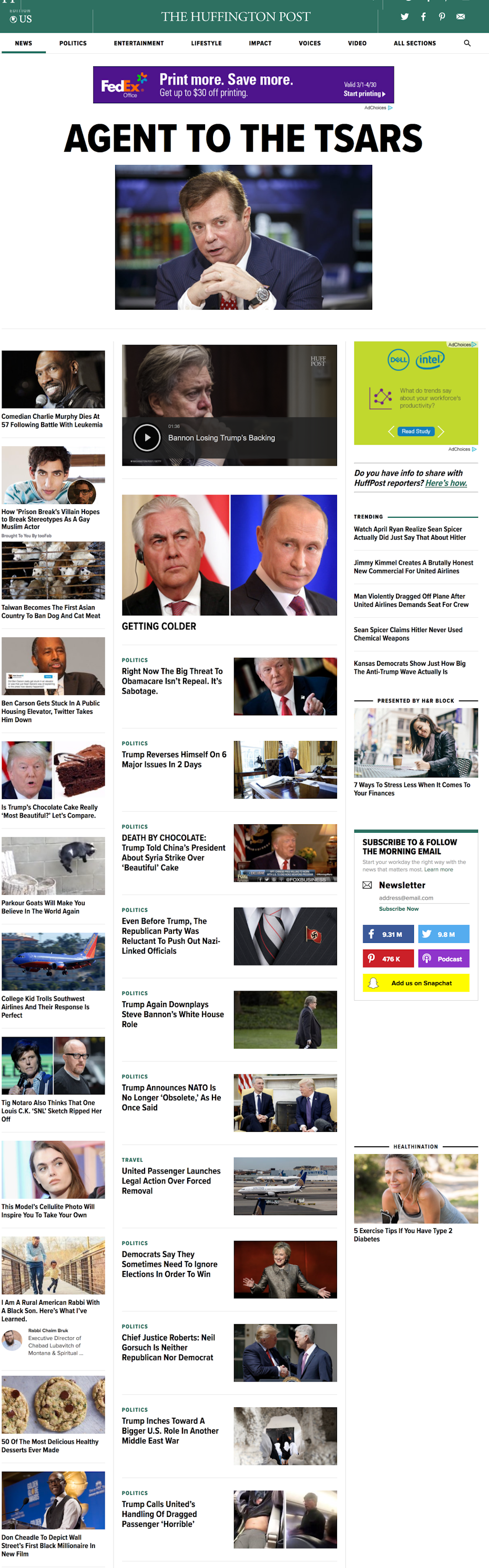 Huffington Post homepage
