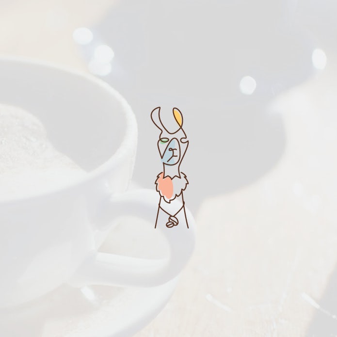 Lined llama coffee design