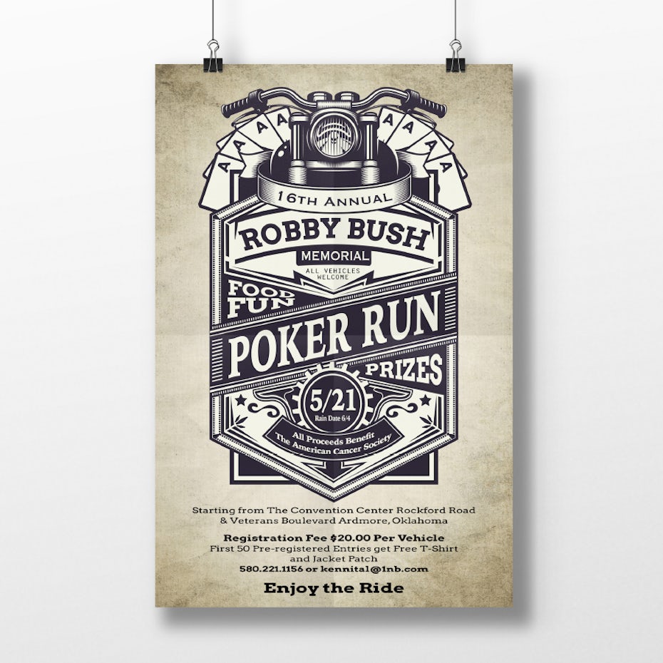 example for principle of design proportion: vintage designed poker run poster