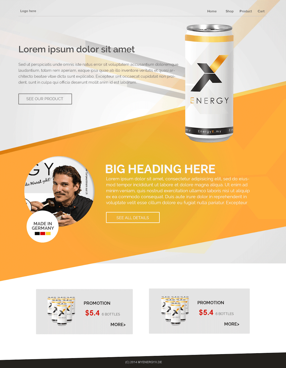 Energy drink web page