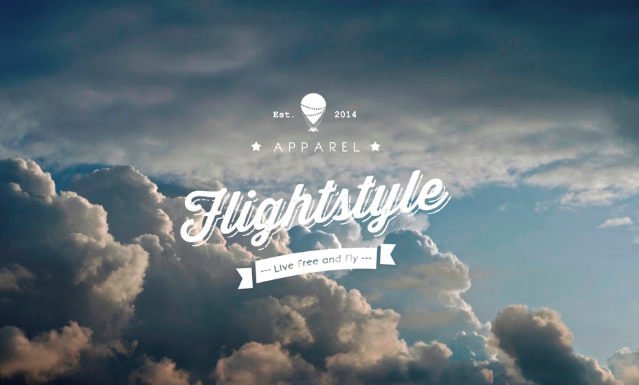 Fluffy white clouds and logo