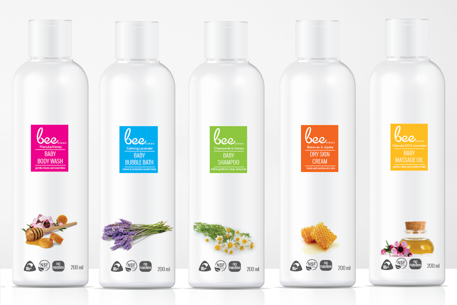White packaging with colorful accents