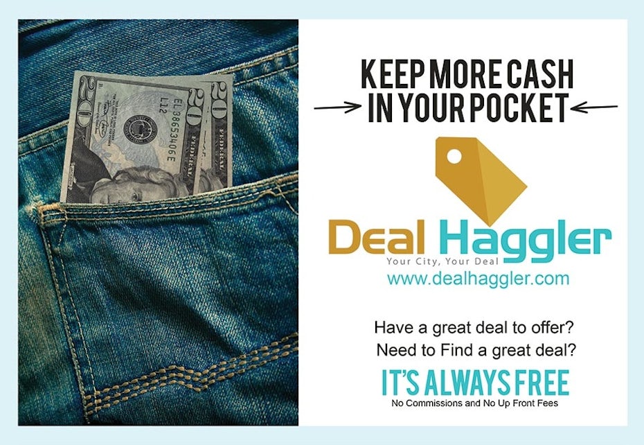 Logo with teal and blue jeans