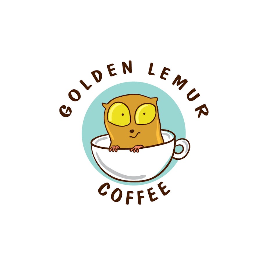 Golden lemur coffee logo design