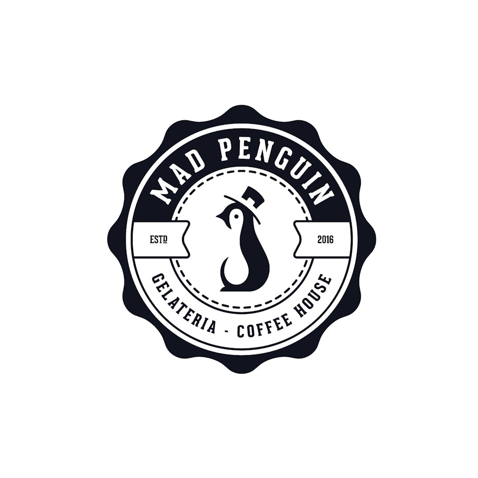 Mad penguin coffee house logo