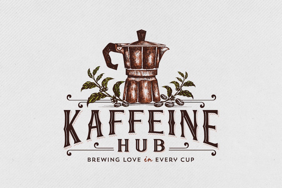 old school coffee pot logo design