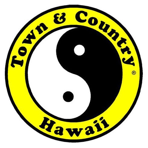 Town & Country Surf Design yin-yang logo in black and white.
