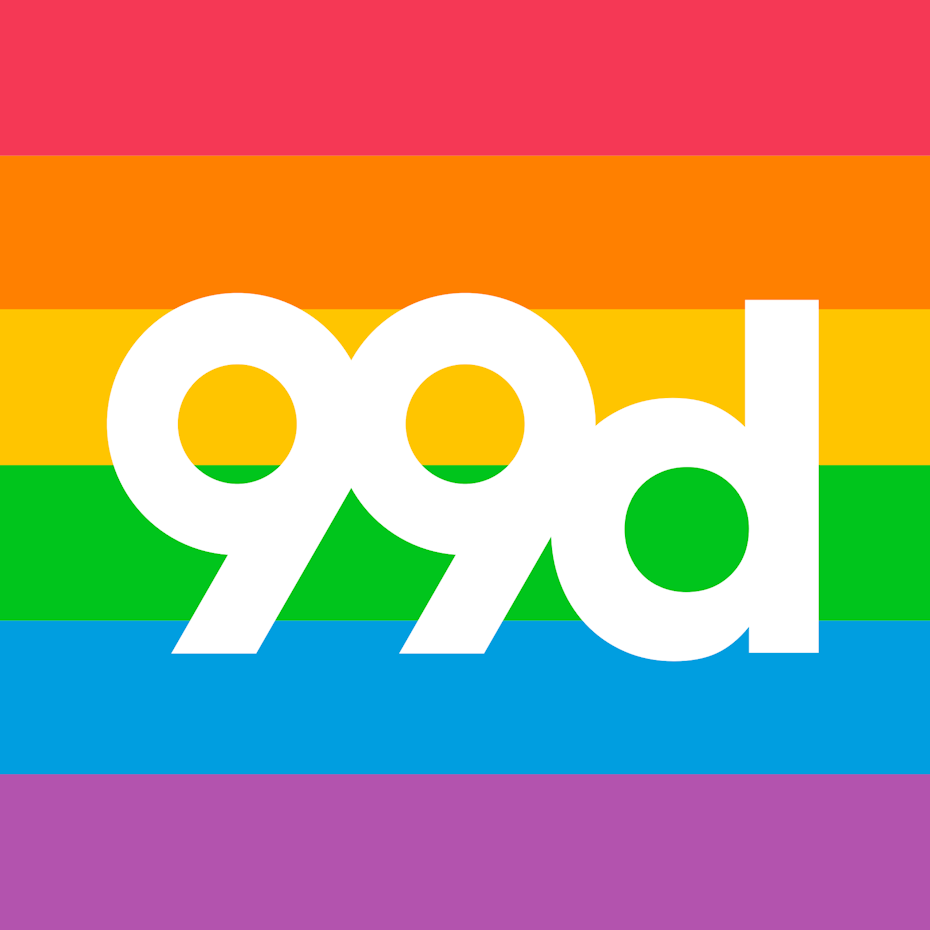 A rainbow themed version of 99designs' logo