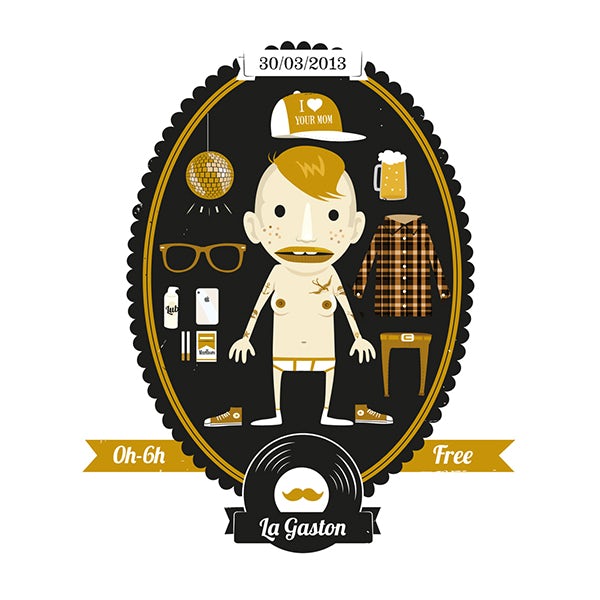 Lesbian party illustration for La Gaston