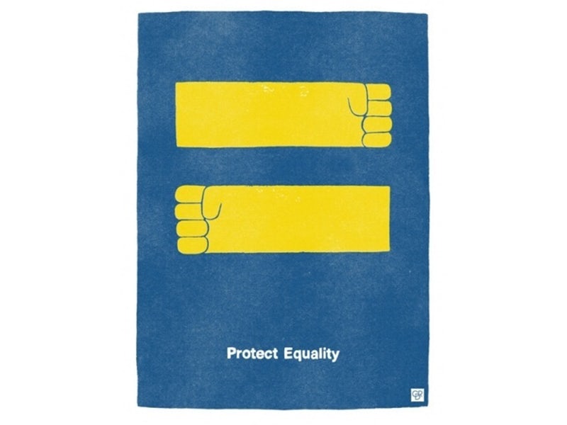 Protect Equality poster reimagining the HRC logo
