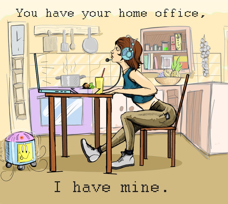 cartoon of a home office by Odius.